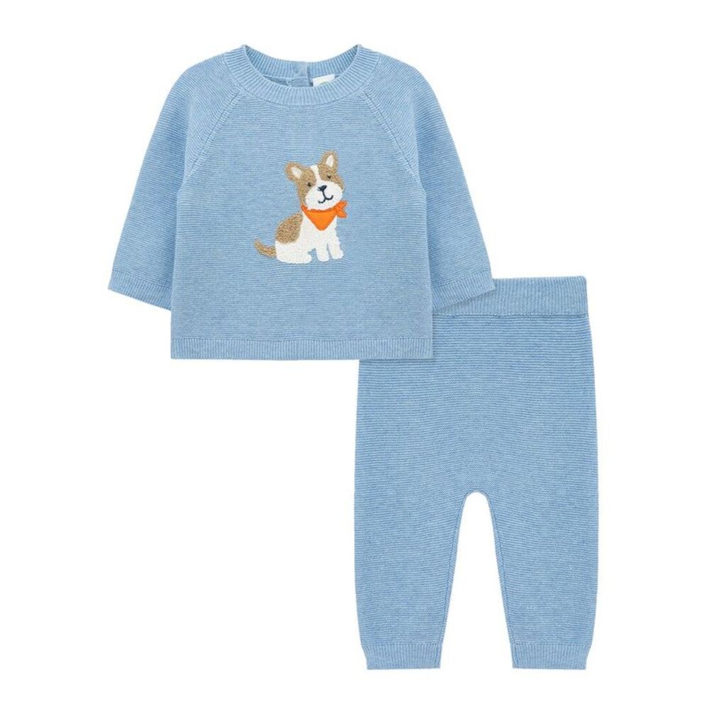 Little Me Baby-Boys  Puppy Sweater Set, Blue